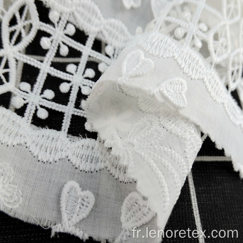 Tissu de broderie en dentelle en polyester blanc en polyester blanc